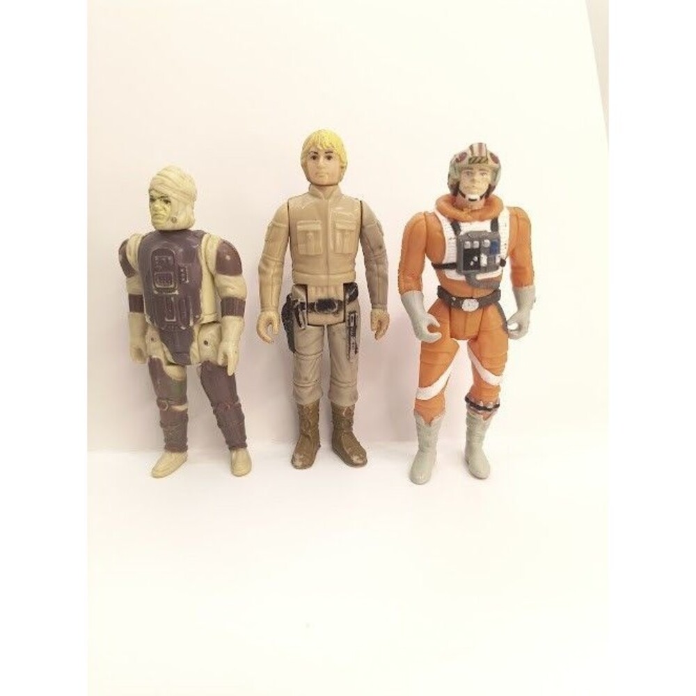 Vintage 80's Star Wars Action Figures Lot 3 Luke Skywalker X-Wing Pilot Zuckuss
